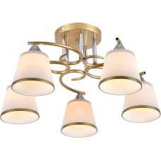 Люстра потолочная Light House SRS-20743/5 белый + золотой, плафон белый с каймой