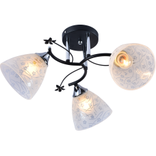 Люстра стельова Light House SRS-20878/3 чорний + хром, плафон білий з візерунком