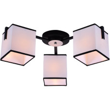 Люстра стельова з абажурами Light House SRS-20724/3 чорний + хром, плафон білий + чорний