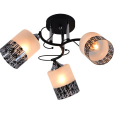 Люстра потолочная Light House SRS-20714/3 черный + хром, плафон белый + прозрачный с узором