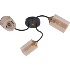 Люстра потолочная Light House SRS-20699/3 черный + медь, плафон янтарный