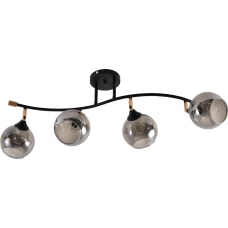 Люстра стельова Light House SRS-20717/4 чорний + золото + дерево, плафон сірий глянцевий