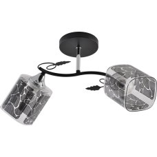 Люстра потолочная Light House SRS-20720/2 черный + хром, плафон прозрачный с черным узором