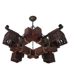 Люстра дерев'яна підвісна Light House LPR-20107/4P колір коричневий 