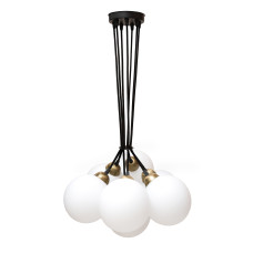 Люстра подвесная MSK Electric Luna светильник на семь плафонов шаров Е27 d-150mm PL 202612-7R BK