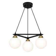 Люстра подвесная MSK Electric Luna на три стеклянных плафона шара под лампы Е27 PL 102026-3 BK