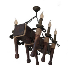 Люстра підвісна дерев'яна свічки Light House LPR-20111/6P колір коричневий