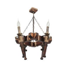 Люстра підвісна дерев'яна свічки Light House LPR-20110/4P колір коричневий + бронза