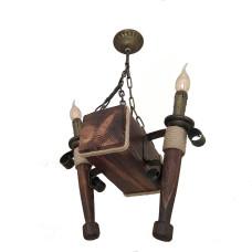 Люстра підвісна дерев'яна свічки Light House LPR-20111/2P колір коричневий + бронза