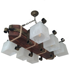 Люстра підвісна дерев'яна Light House LPR-20115/6P колір коричневий + бронза, плафон білий 