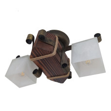 Люстра стельова дерев'яна Light House LPR-20116/2C колір коричневий + бронза, плафон білий