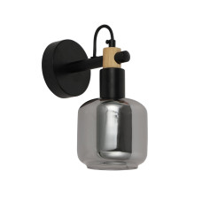 Светильник настенный Бра Ardero BL1410-1 DENVER черный + дерево, плафон глянцевый серый Светильник настенный Бра Ardero BL1410-1 DENVER черный + дерево, плафон глянцевый серый
