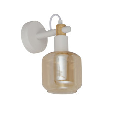 Светильник настенный Бра Ardero BL1410-2 DENVER белый + дерево, плафон янтарный Светильник настенный Бра Ardero BL1410-2 DENVER белый + дерево, плафон янтарный