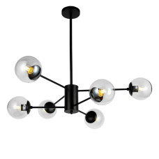 Люстра молекула стельова Light House LS-14858-6 BK+CL чорна, плафон прозорий