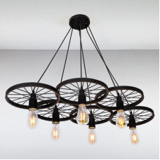Люстра подвесная колесо Light House LS-14602-6 BK черный