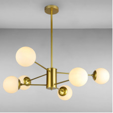 Люстра молекула стельова Light House LS-14858-6 GD+WH золото, плафон білий