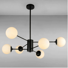Люстра молекула стельова Light House LS-14858-6 BK+WH чорна, плафон білий 