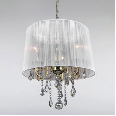 Люстра підвісна з абажуром Light House LS-15254GD-3 GD WHITE золото