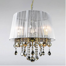Люстра підвісна з абажуром Light House LS-15255GD-5 GD WHITE золото