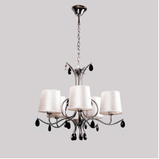Люстра підвісна з абажурами Light House SA-16044/5 CR+WT+BK хром