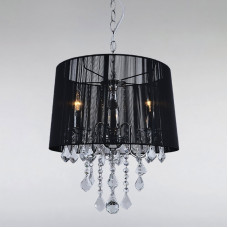Люстра підвісна з абажуром Light House LS-15254WH-3 WH BLACK хром