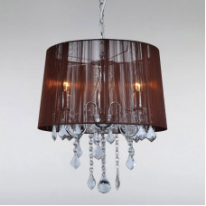Люстра підвісна з абажуром Light House LS-15254WH-3 WH BROWN хром