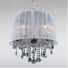 Люстра підвісна з абажуром Light House LS-15255WH-5 WH IVORY хром