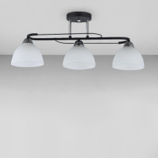 Люстра стельова Світло SC-10132/3 CR+BK 620*150*260 чорна + хром, плафон білий 