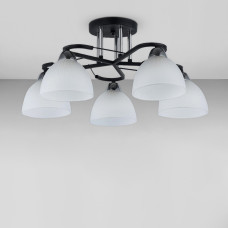 Люстра стельова Світло SC-10132/5 CR+BK D580*260 чорна + хром, плафон білий 