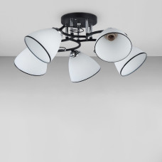 Люстра стельова Light House SC-18666/5 CR+BK D490*240 чорна + хром, плафон білий 