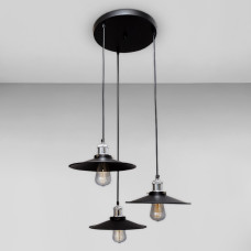 Люстра підвісна Лофт Light House LS-18137-3 BK (300) чорний + хром, плафон чорний 