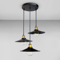 Люстра підвісна Лофт Light House LS-18672-3 BK(300) чорний + бронза, плафон чорний 
