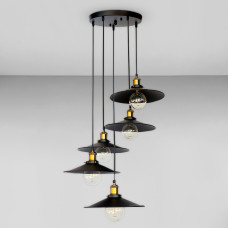 Люстра підвісна Лофт Light House LS-18672-5 BK(300) чорний + бронза, плафон чорний 