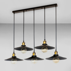 Люстра підвісна Лофт Light House LS-18672-5 BK(700) чорний + бронза, плафон чорний 