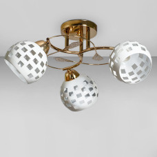 Люстра стельова Light House SC-18667/3 FG+WH D480*230 золото, плафон білий 