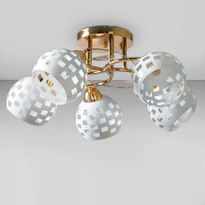 Люстра стельова Light House SC-18667/5 FG+WH D540*230 золото, плафон білий 