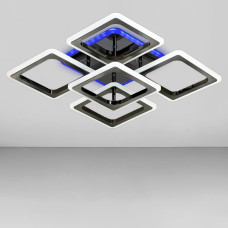 Люстра стельова LED Light House SC-18691/4+1S BP/RGB 100W+7W 2.4G 419*419*120, колір чорний хром