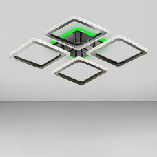 Люстра стельова світлодіодна LED Light House SC-18692/4B BP/RGB 104W+10W 2.4G 496*496*80, колір чорний хром