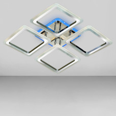 Люстра стельова світлодіодна LED Light House SC-18692/4B CR/RGB 104W+10W 2.4G 496*496*80, колір хром