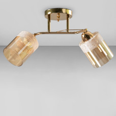 Люстра стельова Light House SC-18694/2 FG 460*170*240 золото, плафон бурштиновий з білим