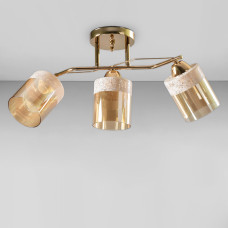 Люстра стельова Light House SC-18694/3 FG 570*170*250 золото, плафон бурштиновий з білим