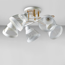 Люстра стельова Light House SC-18697/5 FG+WH D560*240 білий + золото, плафон білий з прозорим