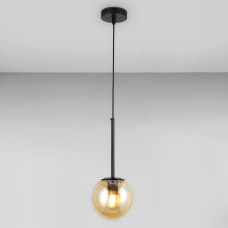 Люстра подвесная шар Light House LS-17158-1 BK+BR черная, плафон янтарный