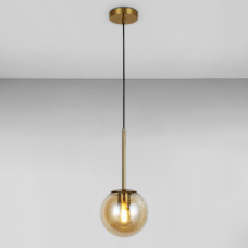 Люстра підвісна куля Light House LS-17158-1 BRZ+BR бронза, плафон бурштиновий 
