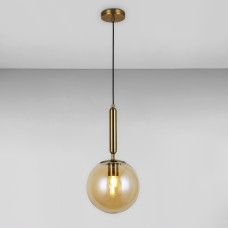 Люстра підвісна куля Light House LS-17184-1 BRZ+BR бронза, плафон бурштиновий 