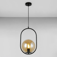 Люстра подвесная шар Light House LS-18127-1 BK+BR черная, плафон янтарный
