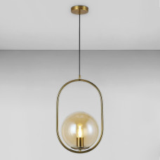 Люстра подвесная шар Light House LS-18127-1 BRZ+BR бронза, плафон янтарный