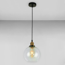 Люстра підвісна куля Light House LS-18599-1 CL(200) чорна, плафон прозорий 