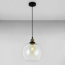 Люстра підвісна куля Light House LS-18599-1 CL(250) чорна, плафон прозорий