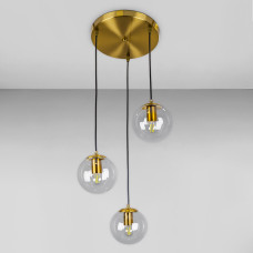 Люстра підвісна кулі Levistella 756PR150F-3 BRZ+CL (300) бронза, плафон прозорий 